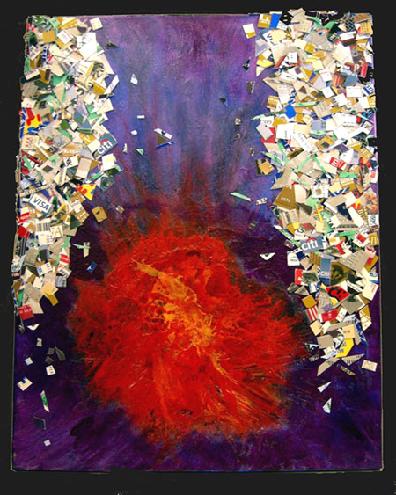 Mixed Media Painting Acrylic and Plastic Cards on Canvas entitled 'Emancipation' 14" x 18"