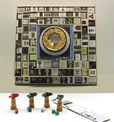 Balsa Wood, Styrofoam and Paper Sculpture entitled 'Napa the Game' with Metal Game Pieces
