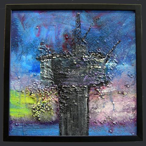 Mixed Media Acrylic Painting on Canvas entitled 'Deep Pay ' 16" x 16"   