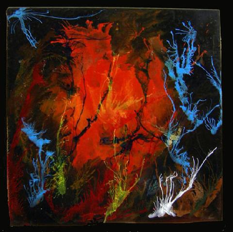 Acrylic Painting on Plexiglas entitled 'Halloween Too' 16" x 16"