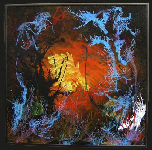 Acrylic Painting on Plexiglas entitled 'Halloween' 16" x 16"