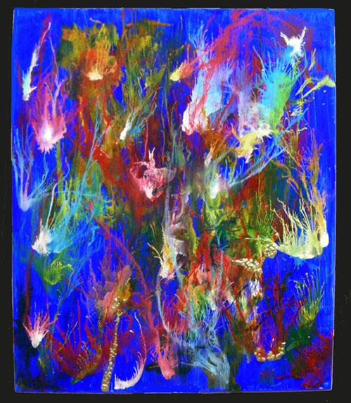 Acrylic Painting on Canvas entitled 'Blue Aquatic' 20 " x 24"