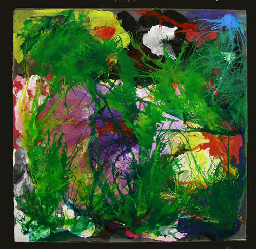 Acrylic Painting on Plexiglas entitled 'Jardin' 16" x 16" 
