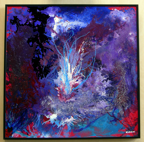 Acrylic Painting on Plexiglas entitled 'July Fourth' -16" x 16" Framed