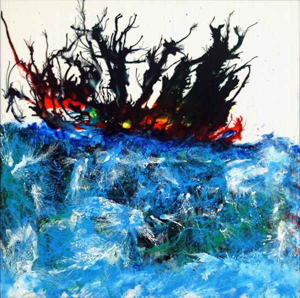 Acrylic on Plexiglas - Entitled: 'Ghost Ship' - 24 in. x 25 in.