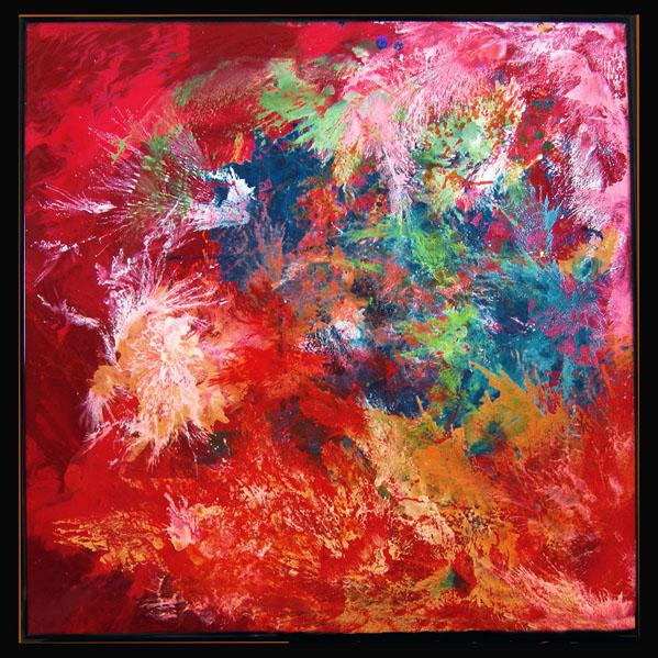 Mixed Media on Plexiglas entitled: 'Mardi Gras' - 16 in. x 16 in.