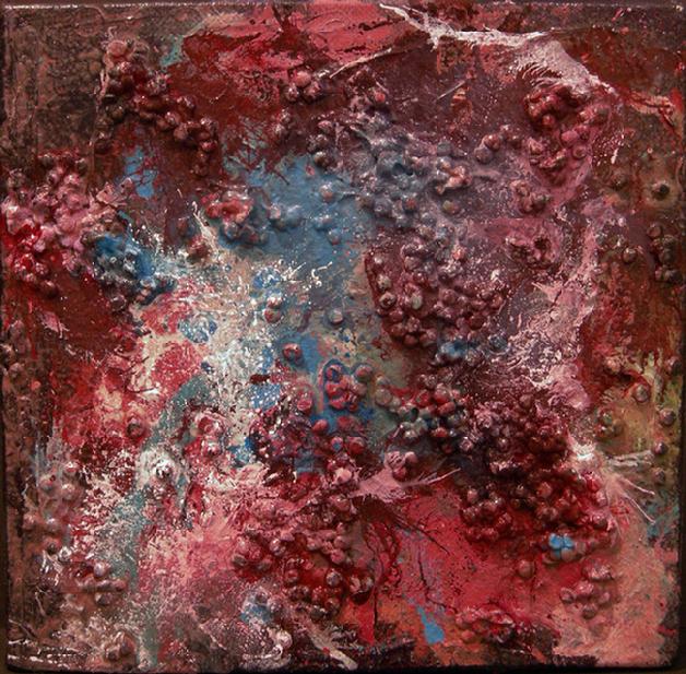 Mixed Media on Canvas entitled 'Blue Grotto' - 8" x 8"